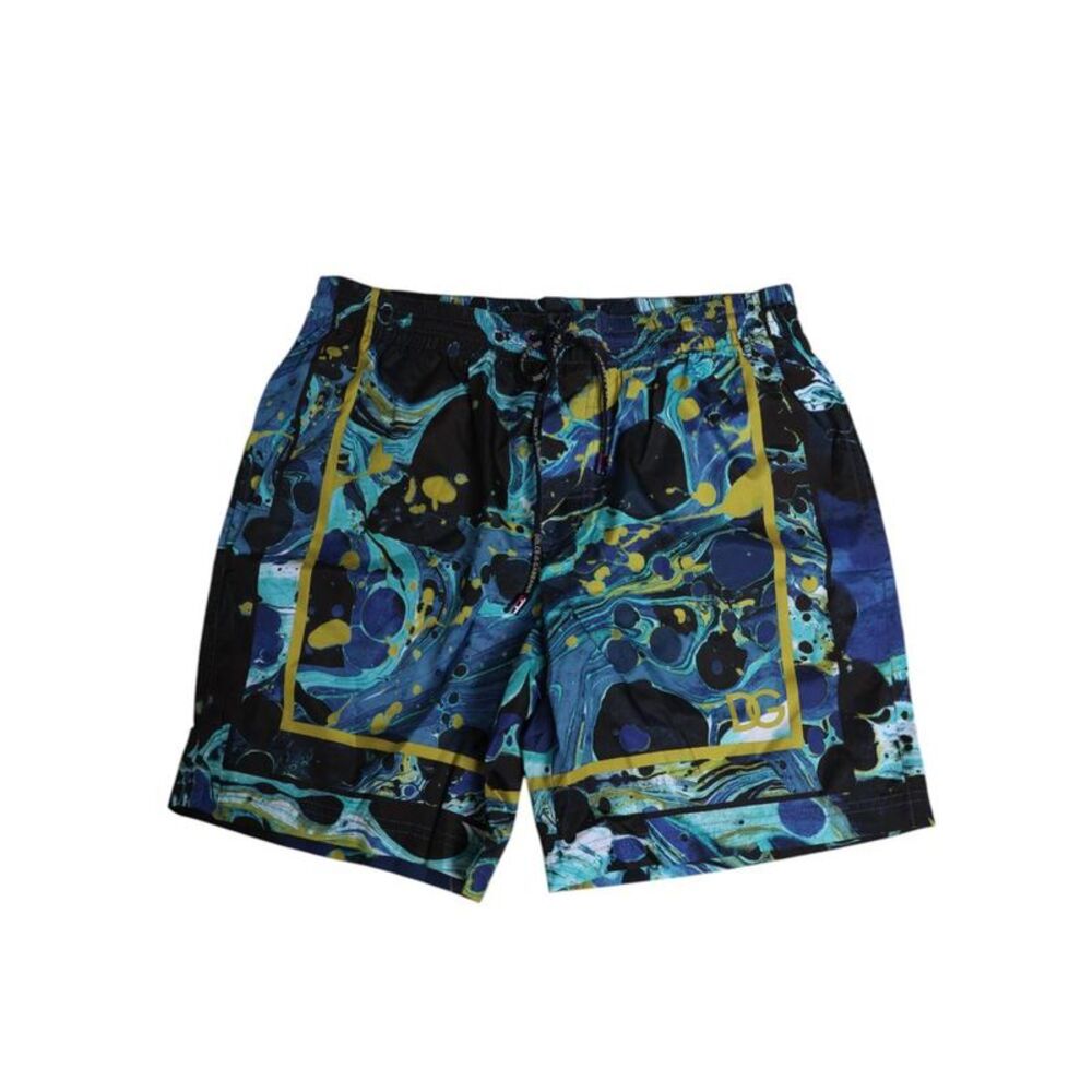 Dolce & Gabbana Marble Print Logo Boxer Short Swimwear Men Blue